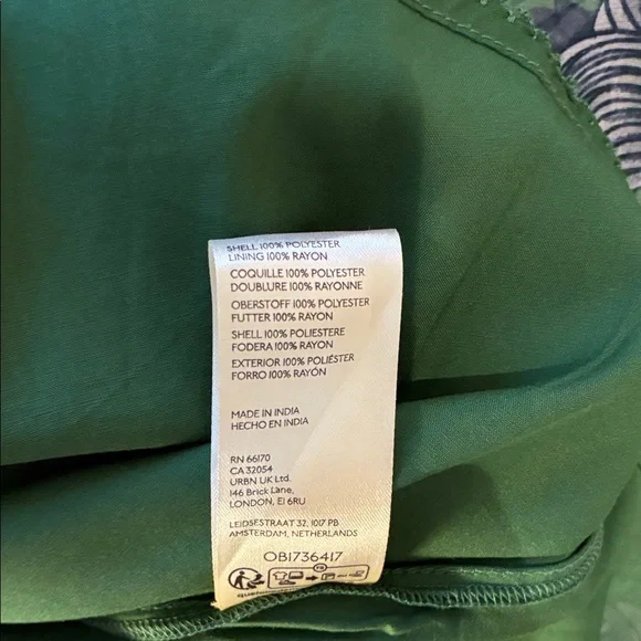 Anthropologie Green and White Floral V Neck Halter Midi Dress - Picture 9 of 10